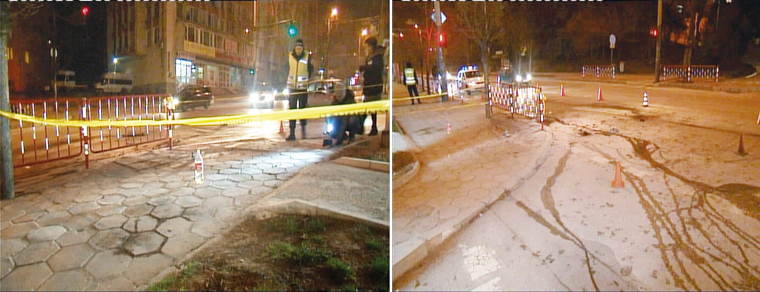 Кръстовището на бул. “България” минути след зловещото самоубийство.