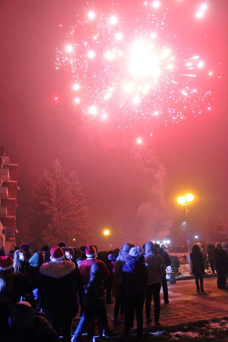 Стражица грейна в коледни светлини