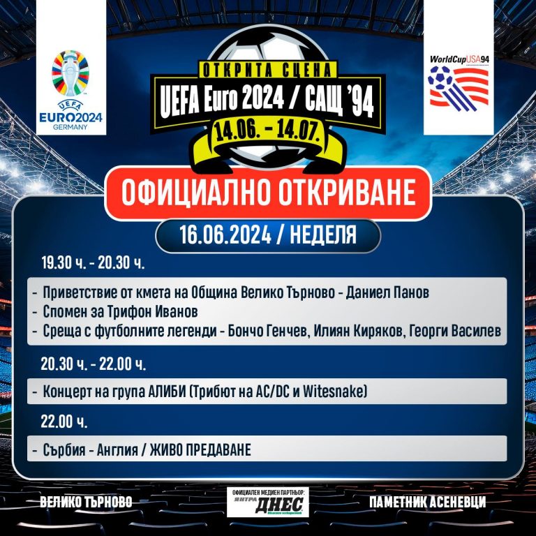 “Открита сцена Евро-2024/САЩ-94” от утре, официалното откриване е в неделя