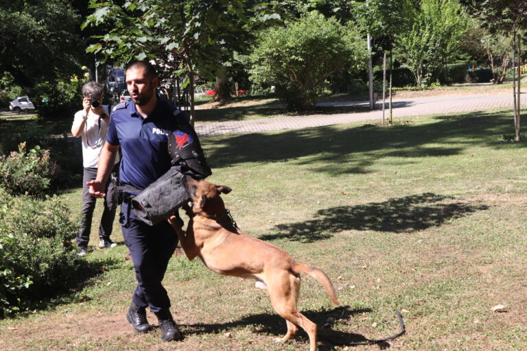 Полицаи показаха как се снемат пръстови отпечатъци и как се залавя престъпник