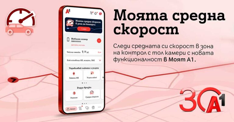 А1 първа в България предлага на своите клиенти възможност за следене на средна скорост в реално време